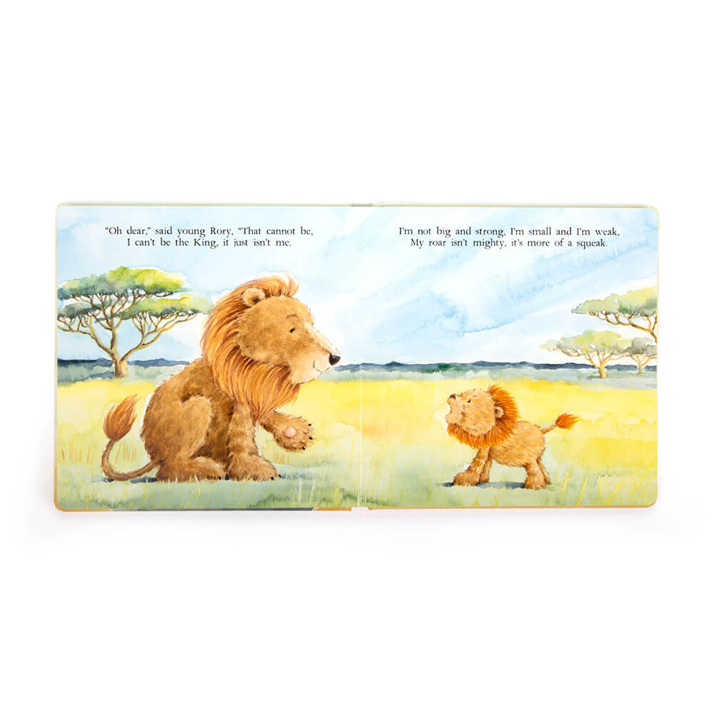 Paper board book cover featuring a sweet illustration of Fuddlewuddle lion cub talking to his daddy against a soft background.