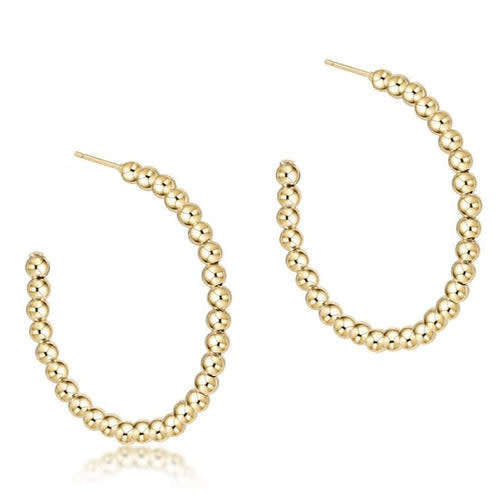 Beaded Classic Post Hoop - 3mm Gold