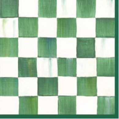 Emerald check triple-ply cocktail paper napkin folded square