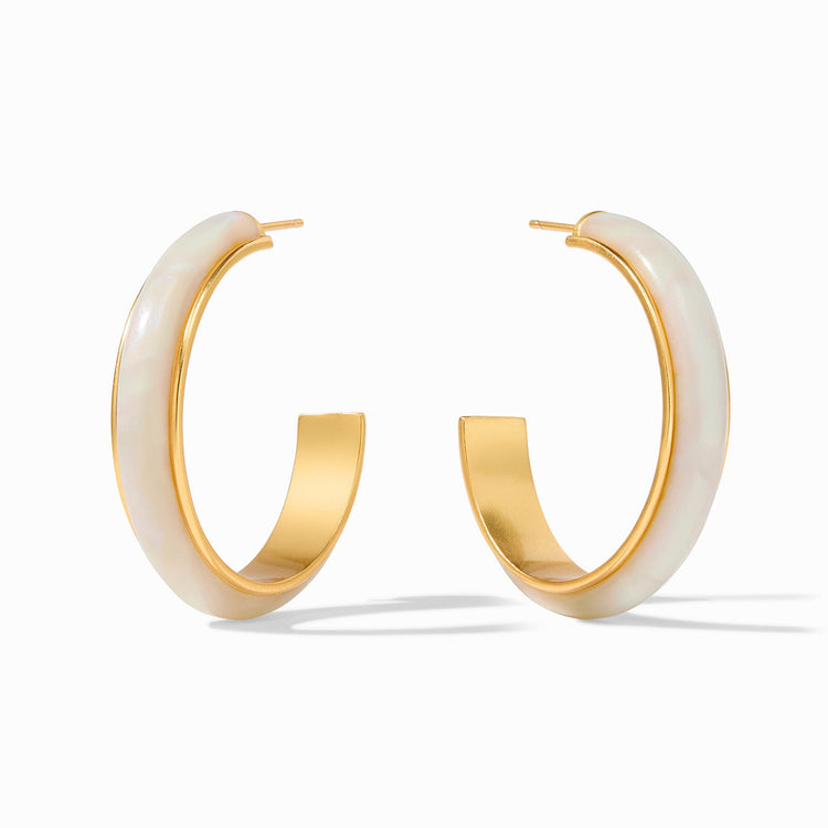 Gold-plated acetate hoop earring with pierced ear post back