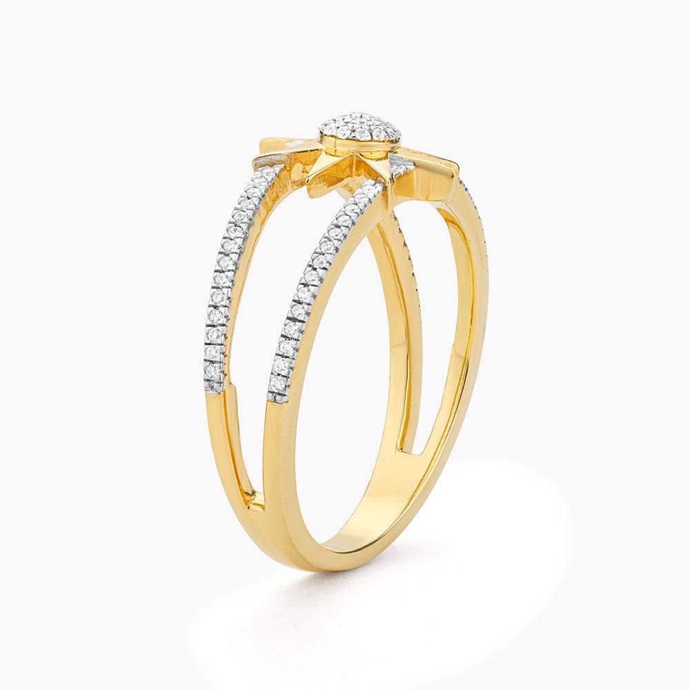 Brightest Star Statement ring with ethically sourced diamonds set in a wide band.