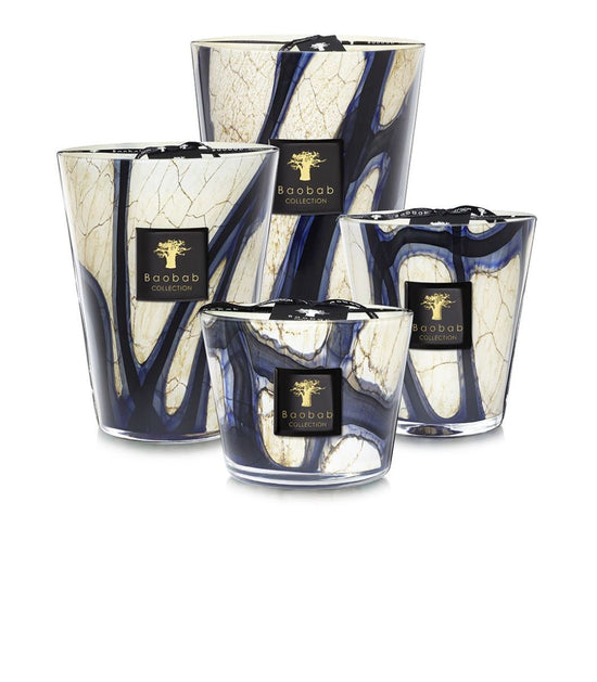 Lazuli candle stones in blue with cardamom sea salt musk fragrance