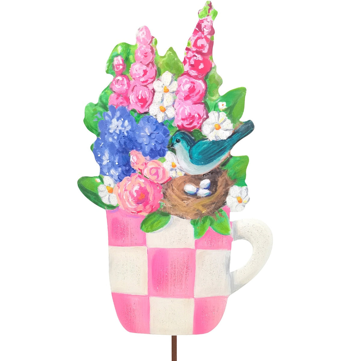 Cupa Spring Fun easel in natural wood finish with a spring-shaped silhouette.