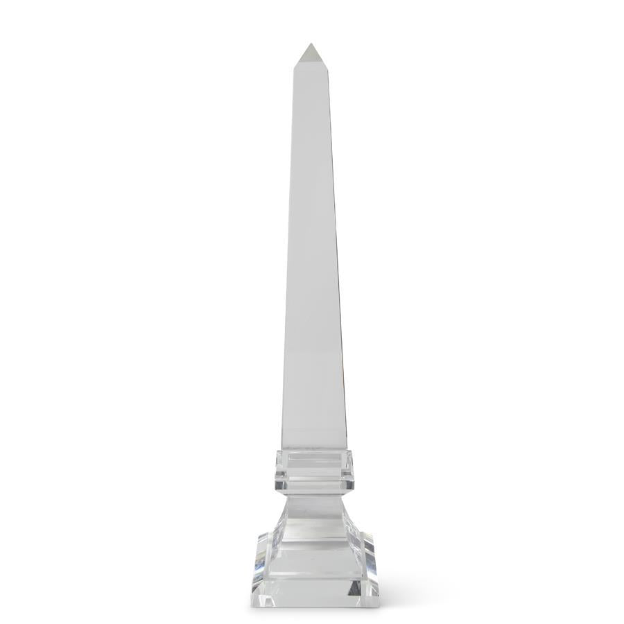 Crystal glass obelisk vase on a pedestal stand