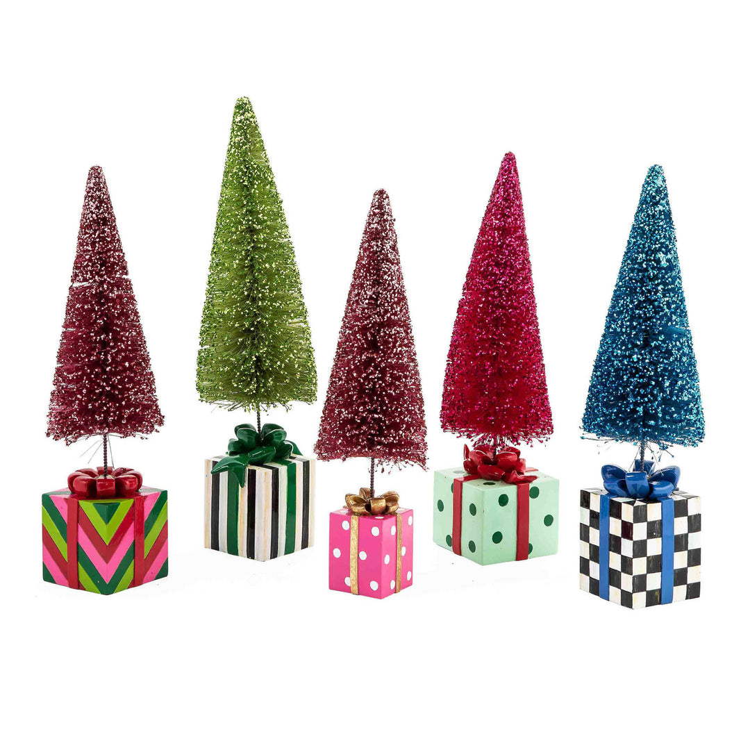 Handmade resin bottle brush gift tree with sisal bristles in a rustic Granny Kitsch design.