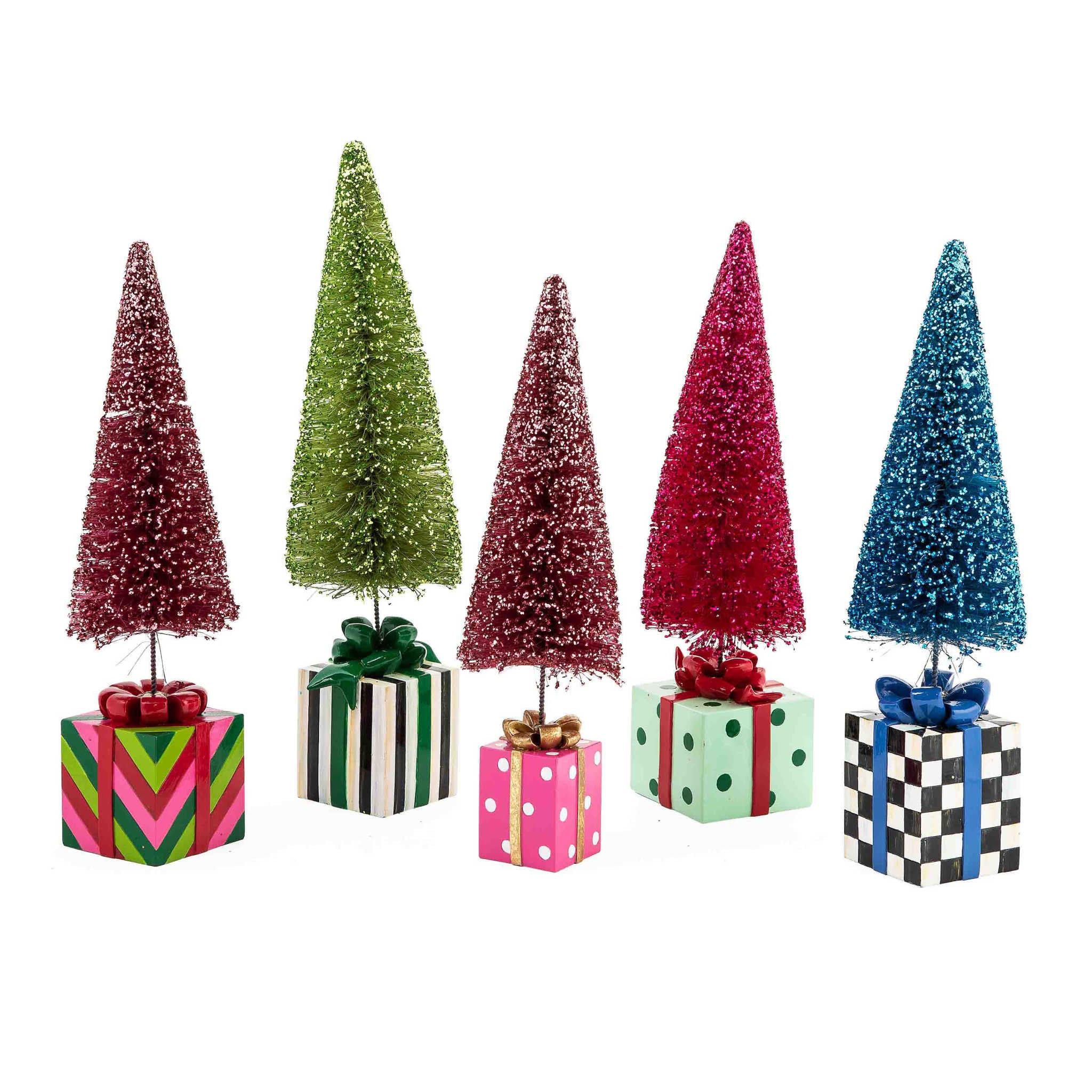 Handmade resin bottle brush gift tree with sisal bristles in a rustic Granny Kitsch design.