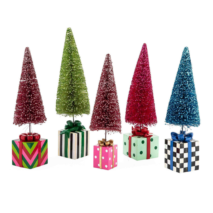 Handmade resin bottle brush gift tree with sisal bristles in a rustic Granny Kitsch design.