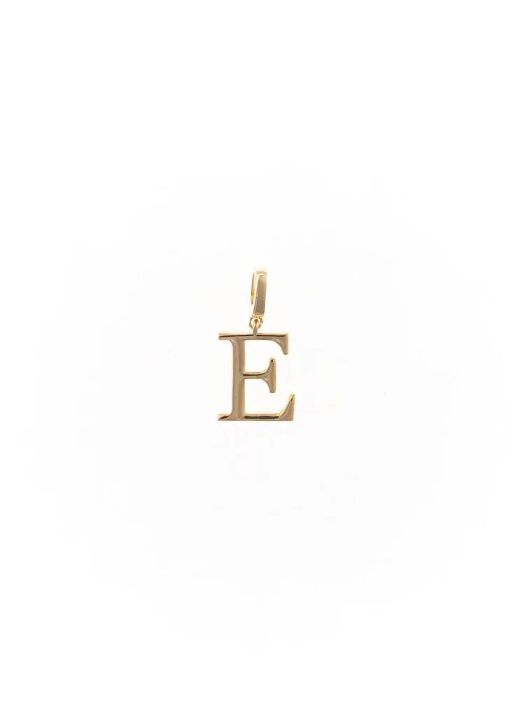 Gold-plated Greek letter charm shaped like the epsilon symbol with a clasp attachment.