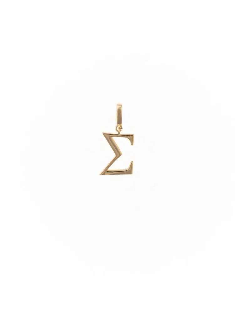 Sleek sigma Greek letter charm on an 18k gold plated chain link.
