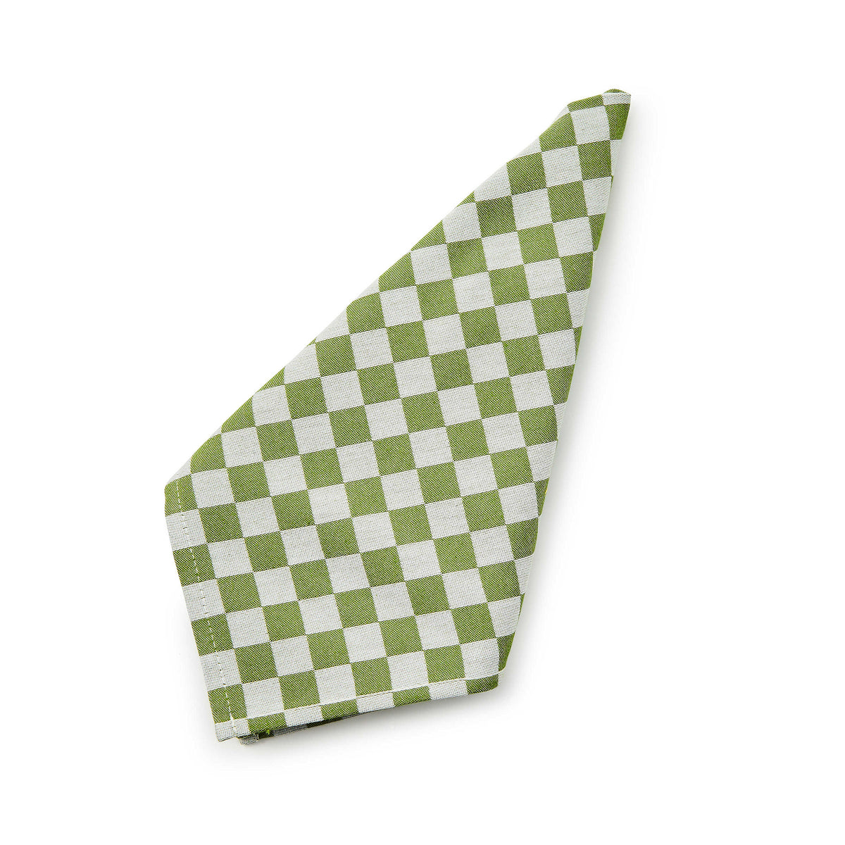 Set of four green woven jacquard check cotton napkins.