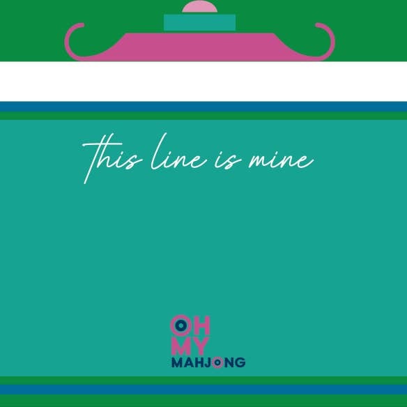 Green plastic Mahjong Line Finder tool with a curved handle designed to help locate lines on tiles.