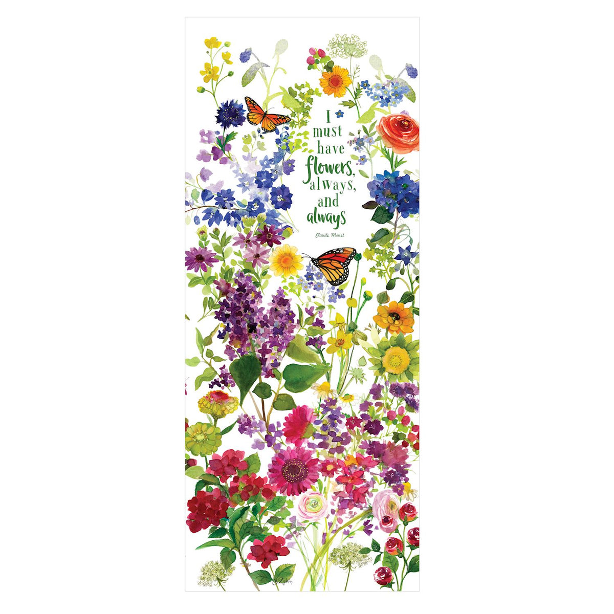 40-inch art pole featuring a watercolor floral print with soft pastel flowers on white background.