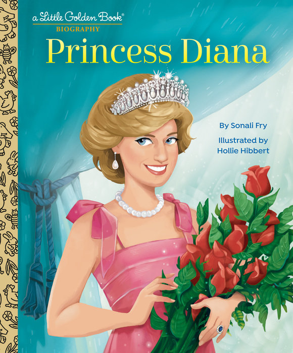 Princess Diana Little Golden Book Biography cover art with Diana in a pink dress holding roses.