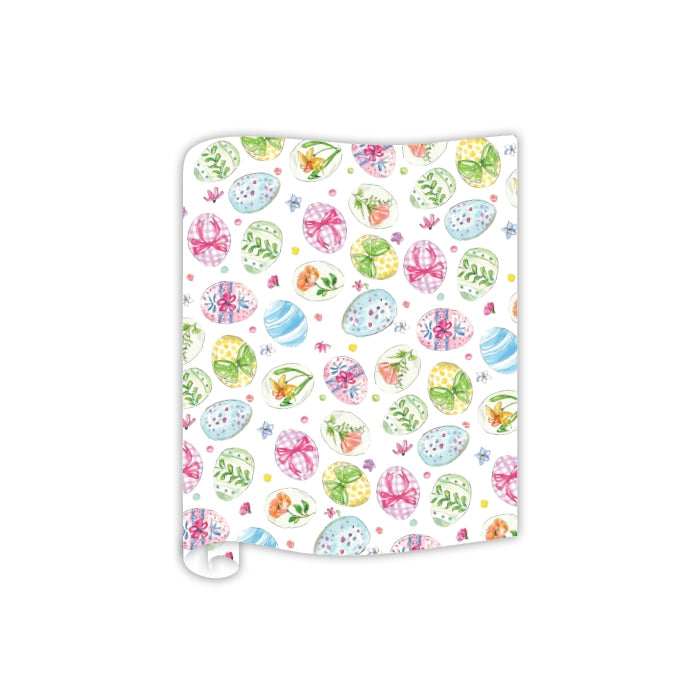 Continuous paper roll table runner in a neutral tone with subtle texture.