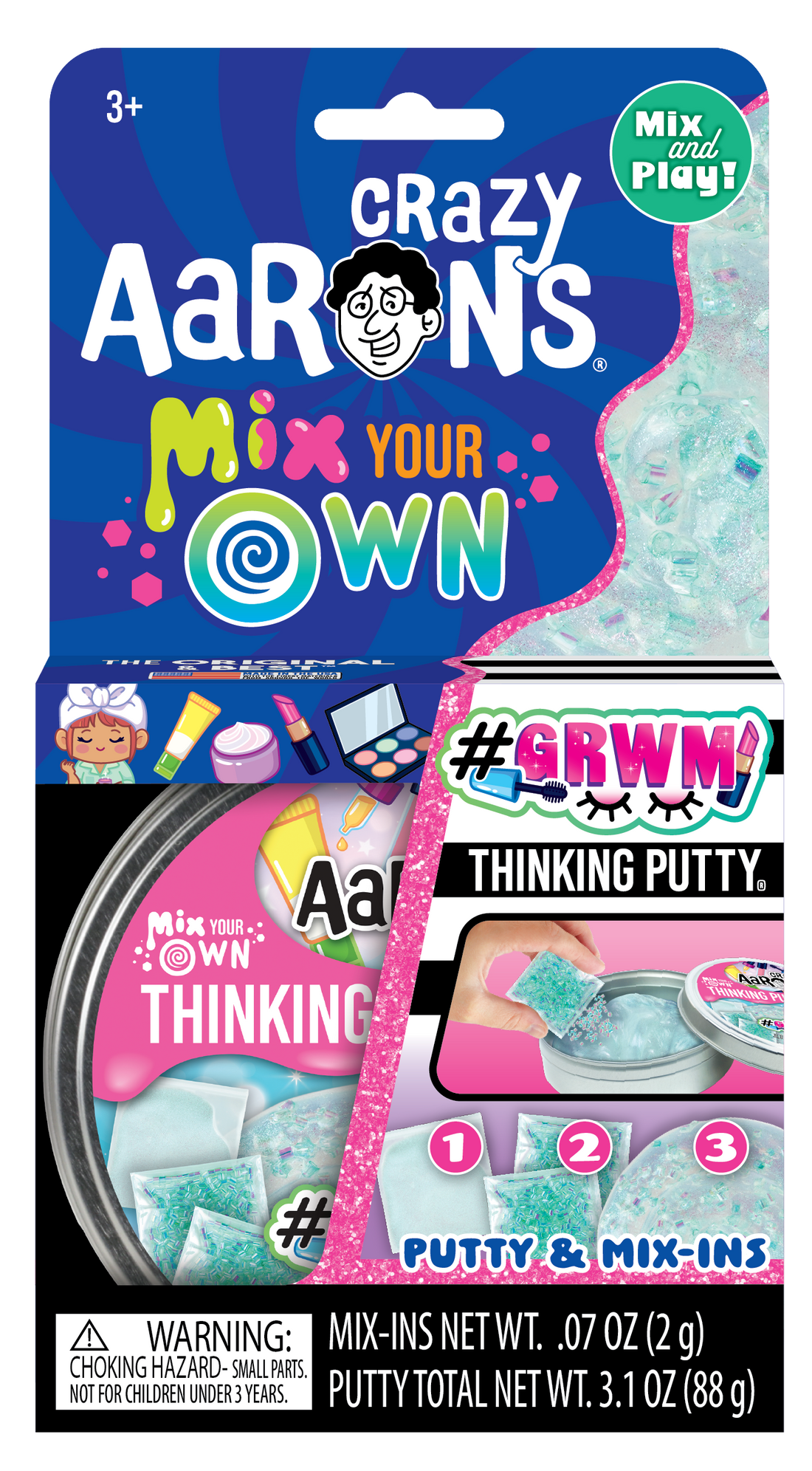 Tin containing clear silicone putty with a colorizer and mix-in accessories.