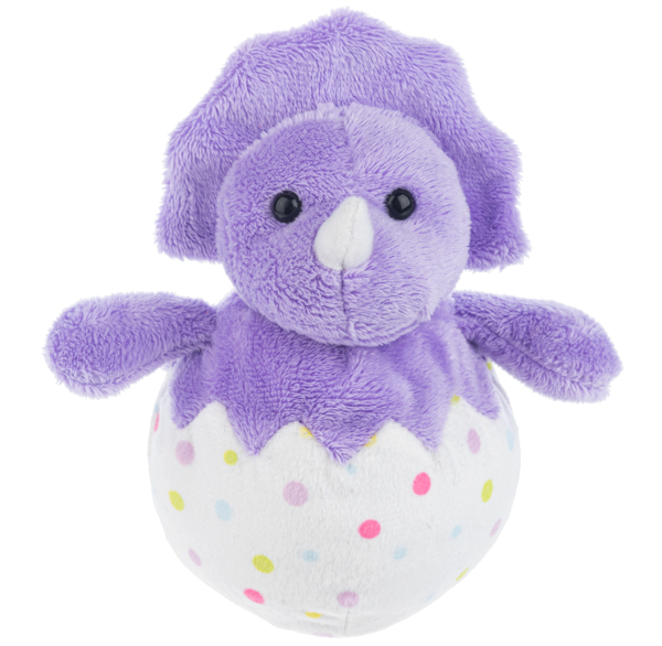 Eggasaurus Dino plush toy in green with textured skin pattern.
