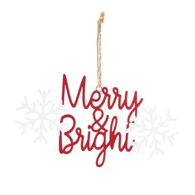 Metal Christmas ornament with a festive red finish.