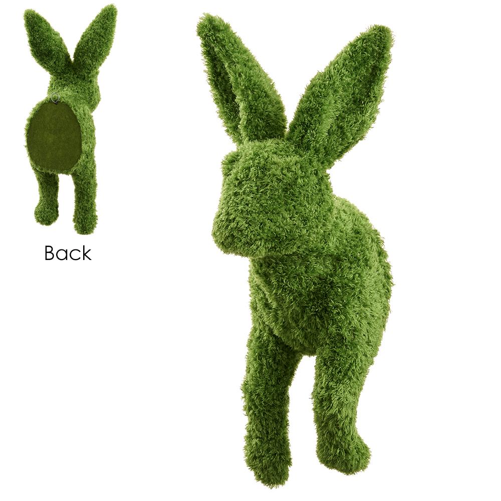 Green moss-covered bunny wall decor with artificial fur texture