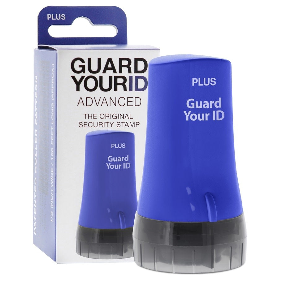 Navy blue Guard Your ID roller with white ink stripes on a navy background.