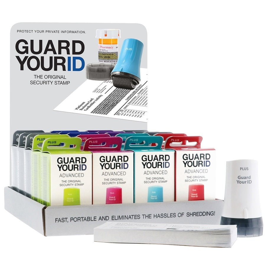 White cylindrical ID protection roller with a black ink pad on top.