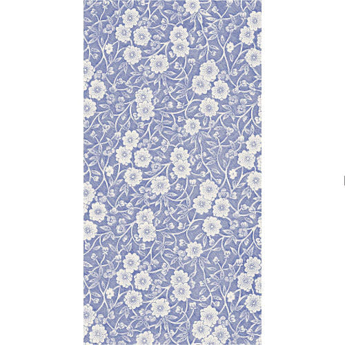 Blue calico guest napkin with a subtle woven texture.