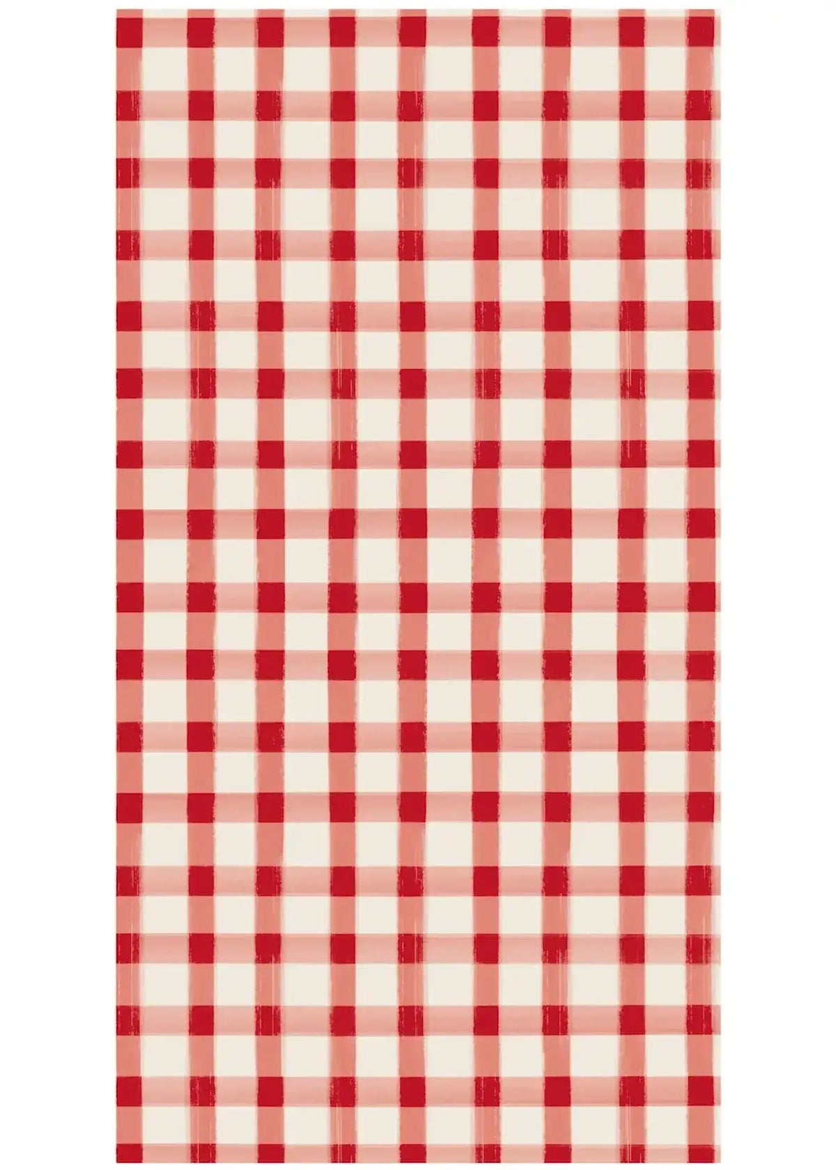 Red painted check guest napkin folded flat
