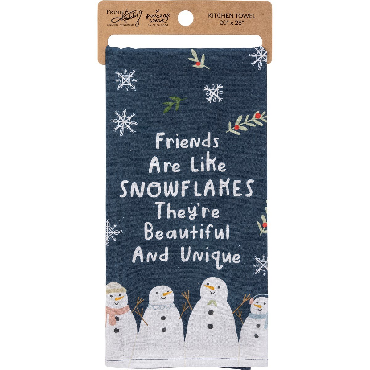 Black cotton kitchen towel with white text reading Remember As Far As Anyone Knows We Are A Nice & Normal Family