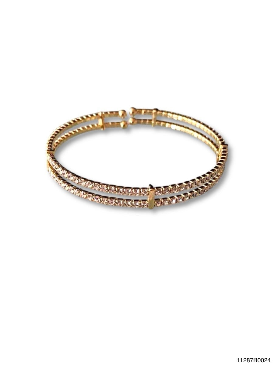 Double Single Row Bracelet with Bar Accent