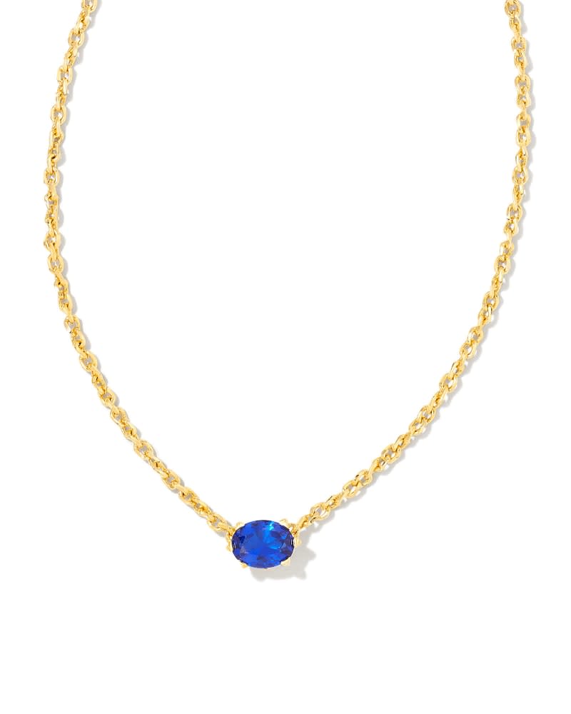 Purple crystal pendant on a yellow gold over brass chain with lobster clasp