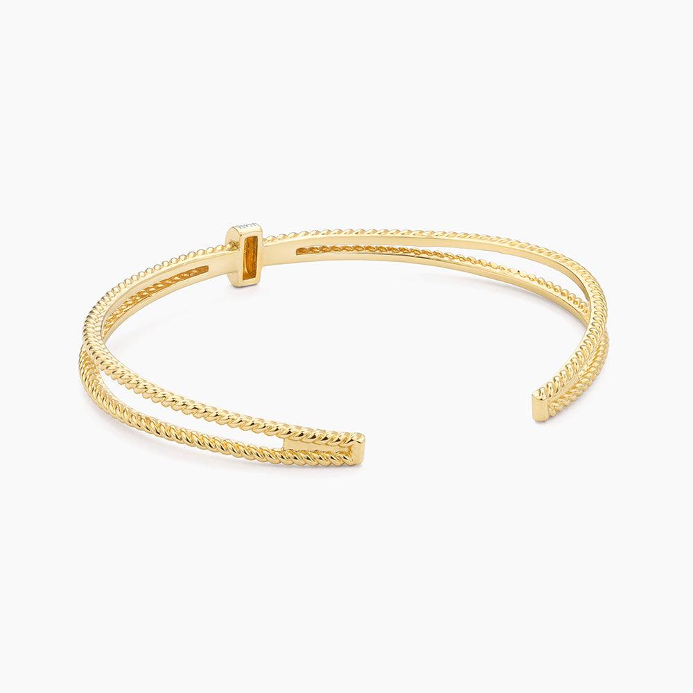 Halfway Point cuff bracelet in natural diamonds with an open bar design.