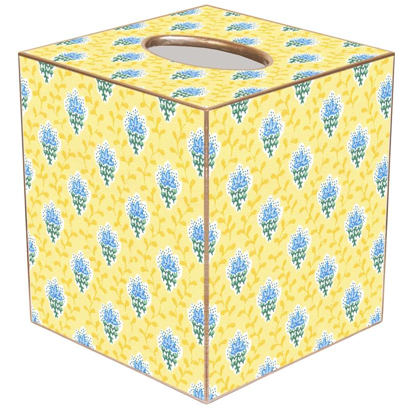 Hand-painted gold tissue box cover with paper mache finish