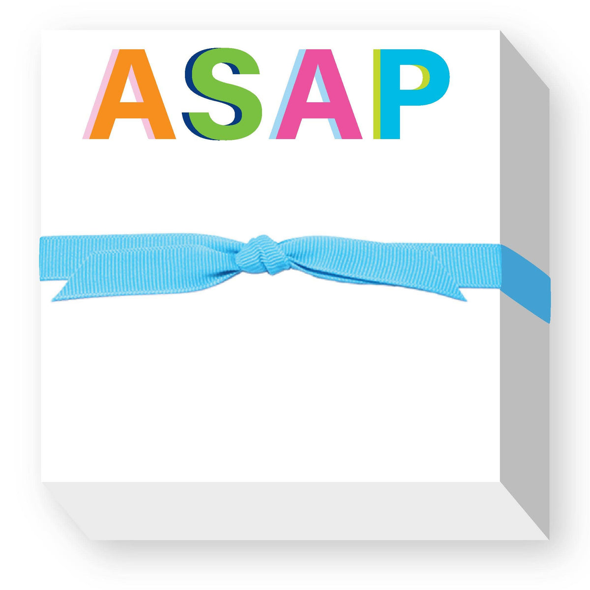 Square Chubbie notepad with a white cover featuring colorful icon illustrations.
