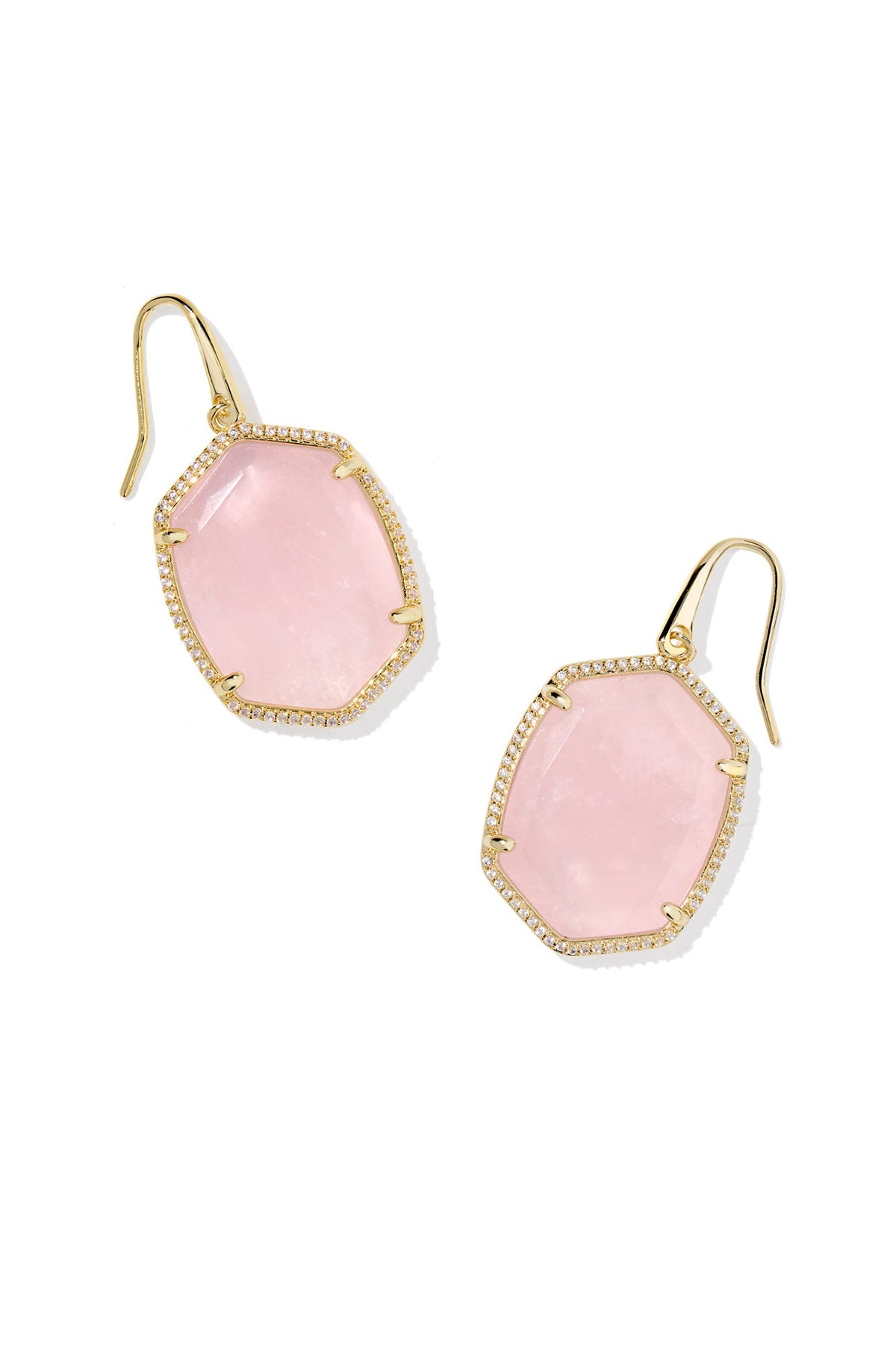 Daphne pave frame drop earrings in silver-tone metal with clear crystals.