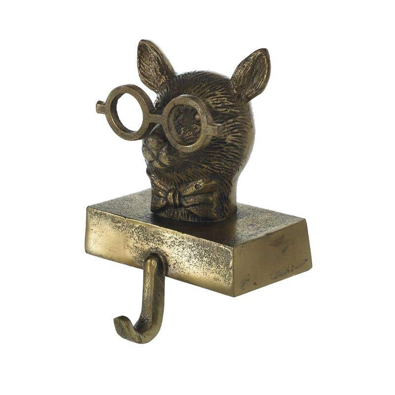 Metal stocking holder with a curved hook design