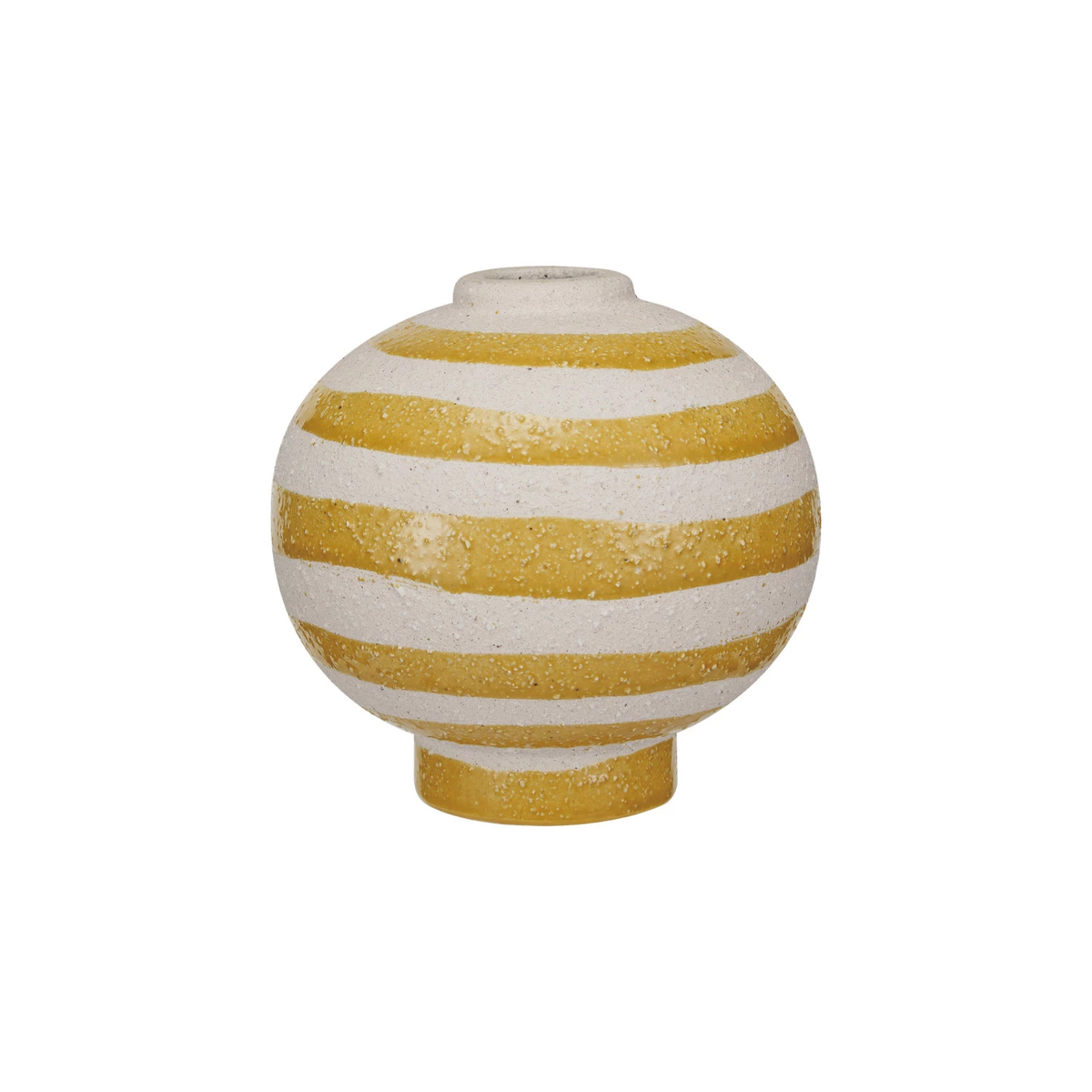 Round coarse stoneware vase in Volcano finish with striped pattern