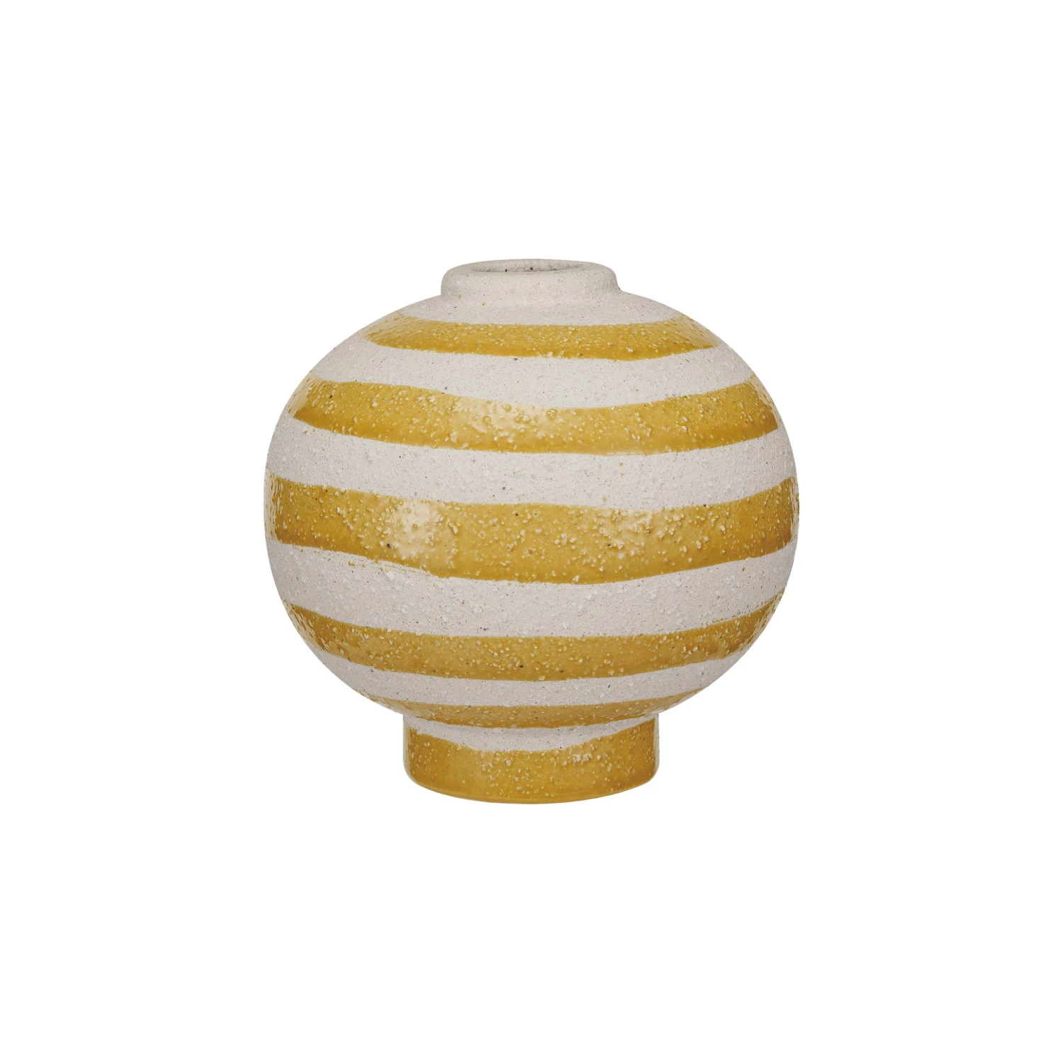 Round coarse stoneware vase in Volcano finish with striped pattern