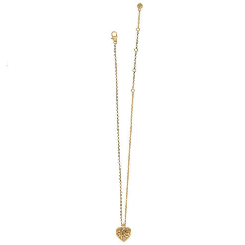 Gold plated Contempo Heart Petite Necklace with an adjustable chain and lobster claw closure.