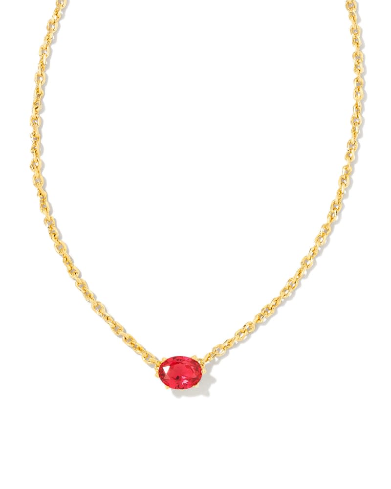 Purple crystal pendant necklace on a yellow gold over brass chain with lobster clasp