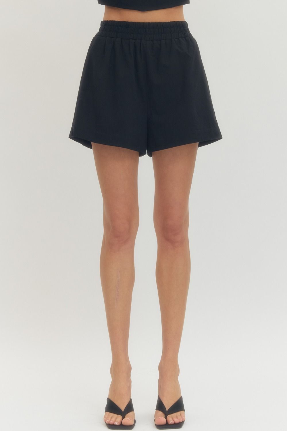 Hannah Solid Elastic Waist Shorts