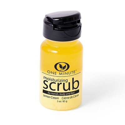 3oz Moisturizing Salt Scrub in a clear jar with white salt crystals and oil.
