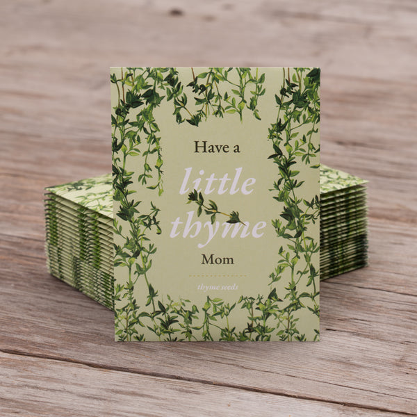 Mother's Day Seed Favor Packet featuring Fresh Crop non-GMO retail grade seeds in a small rectangular packet.