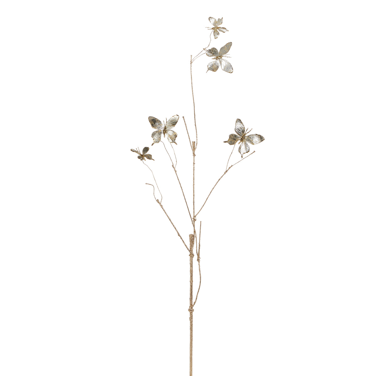 38-inch champagne polyester butterfly branch with curved branches