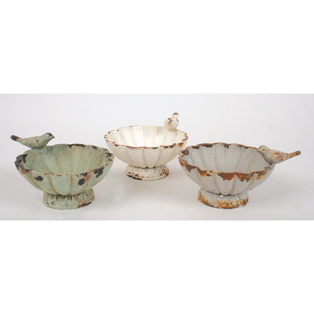 Pewter Bowl with Bird Distressed