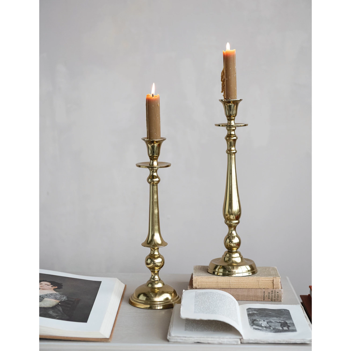 Cast iron taper holder with brass finish