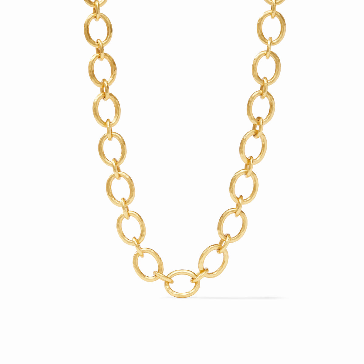 Catalina Demi Link Necklace featuring lightly hammered 24K gold plated oval links.
