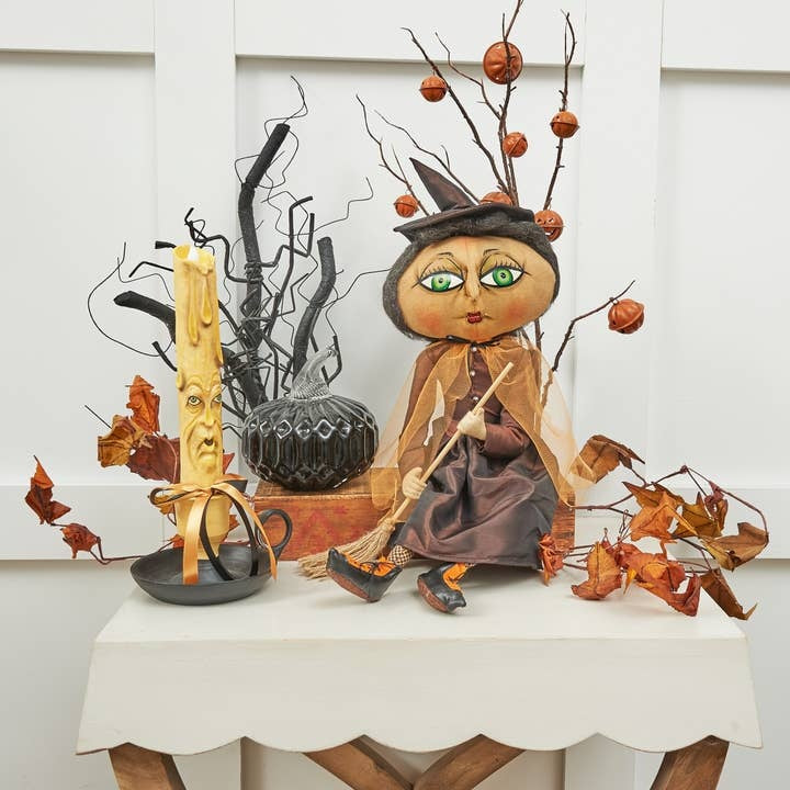 Halloween Frick & Frack Gathered Traditions LED Candlestick - SOLD INDIVIDUALLY