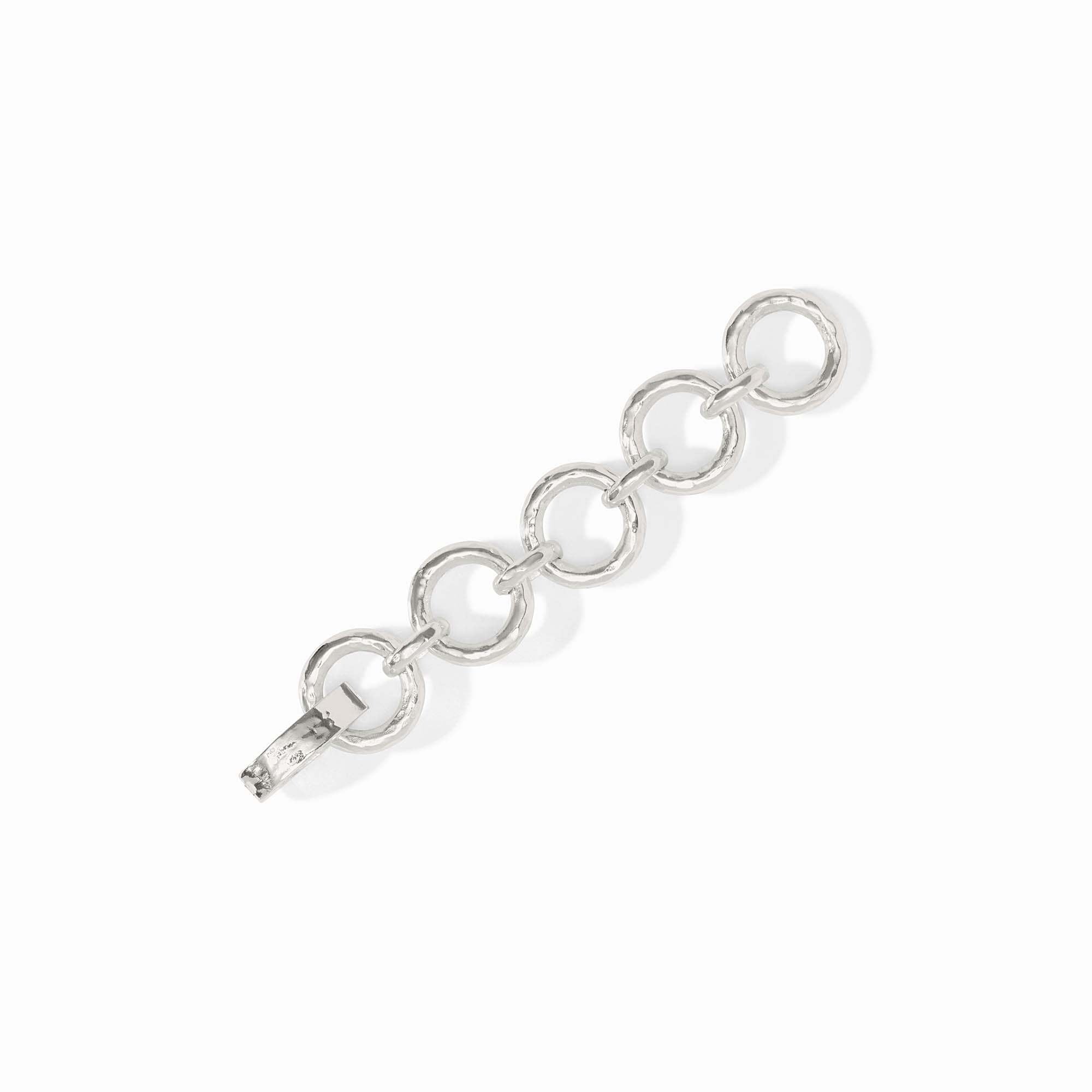 Silver hammered link necklace extender with textured finish