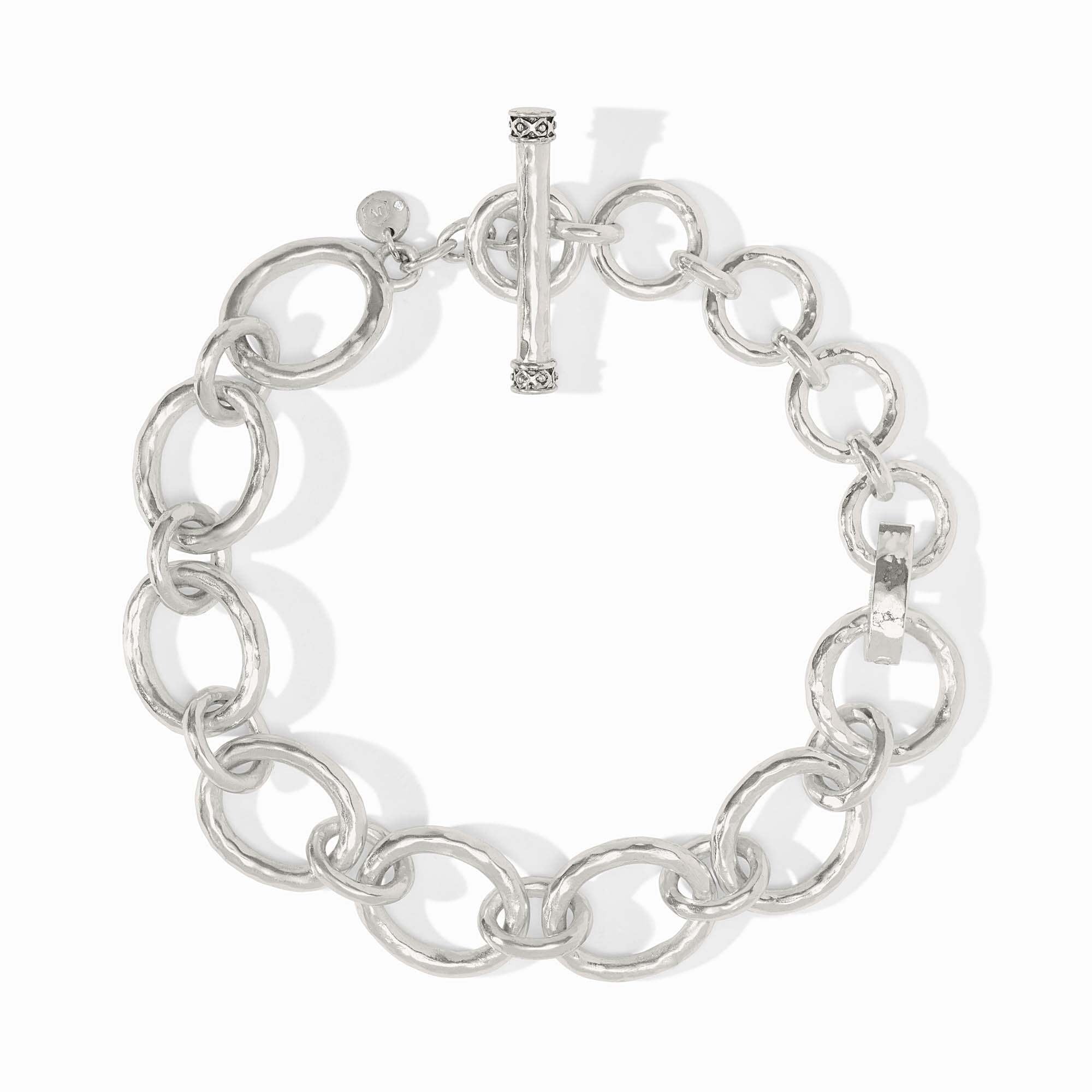 Pure silver plate hammered link necklace extender with textured finish
