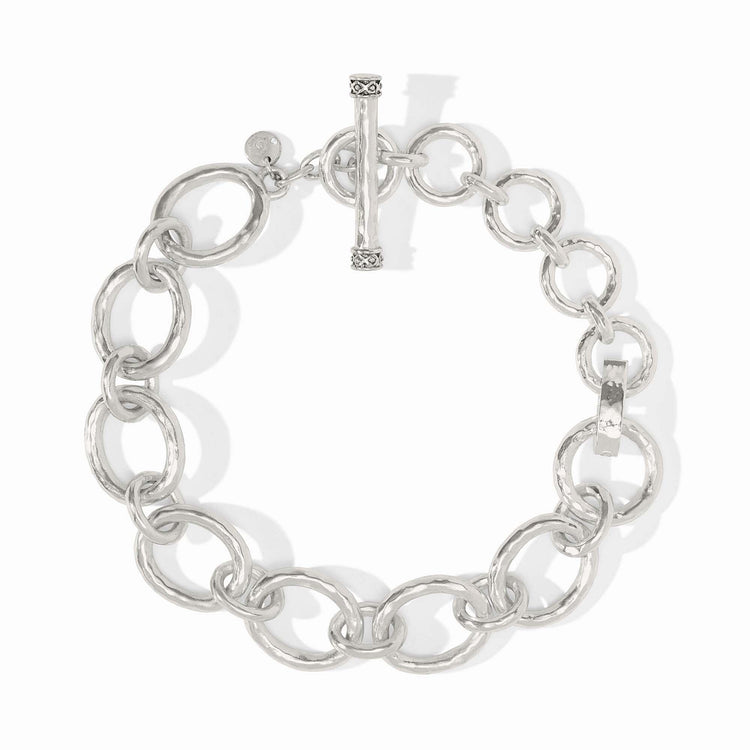 Pure silver plate hammered link necklace extender with textured finish