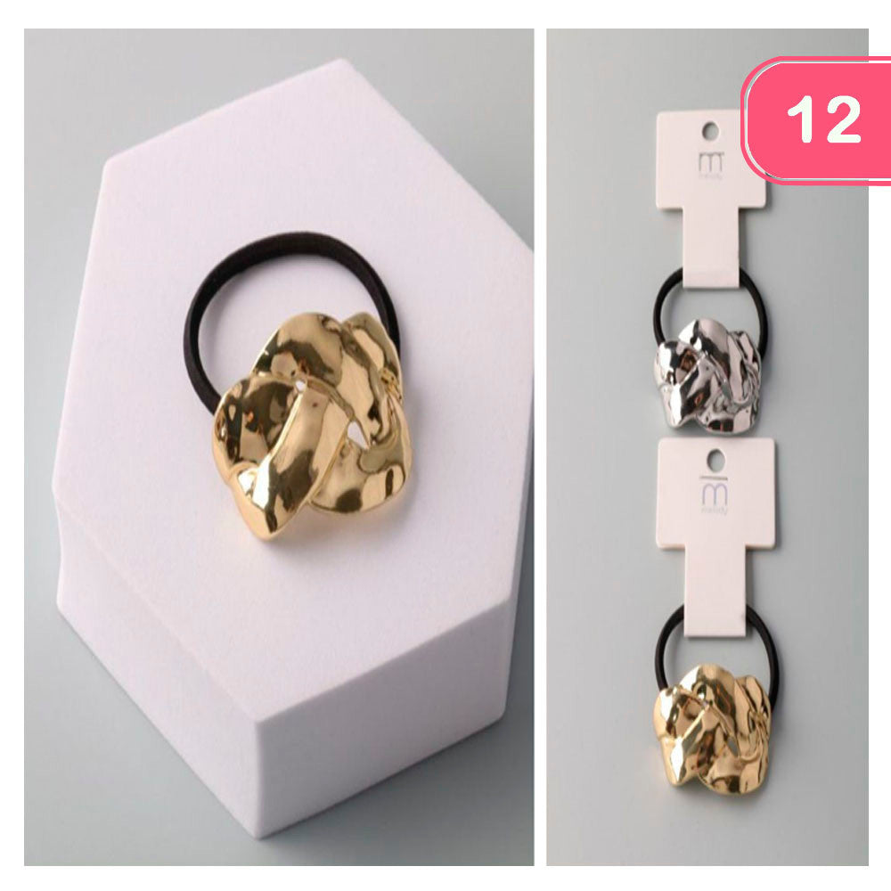 Hammered Metal Braided Hair Tie